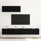 TV Cabinet Set 3 pcs Black Oak Engineered Wood - Top-Down View