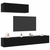 TV Cabinet Set Wall-mounted 3 pcs Black Oak Engineered Wood