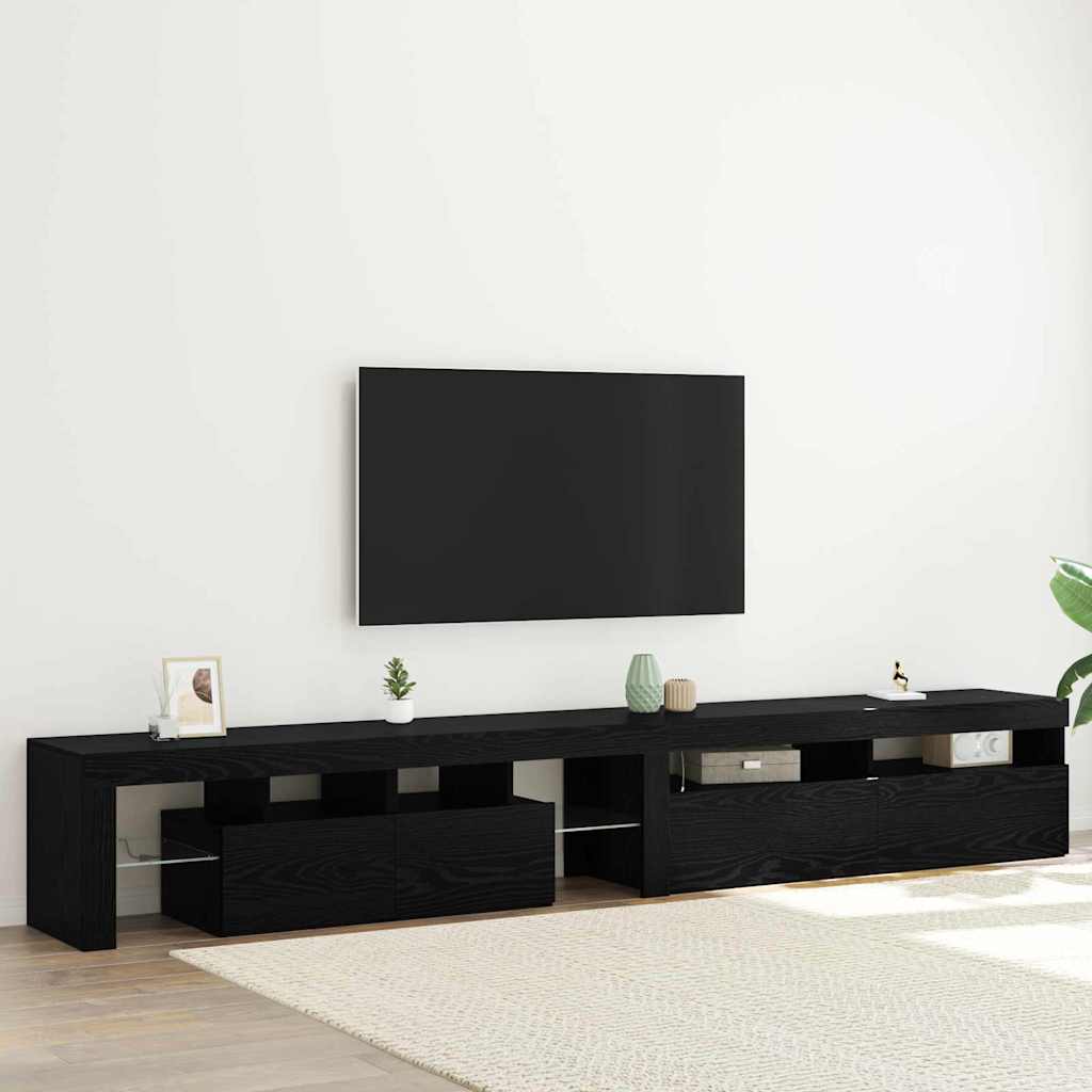TV Cabinets 2 pcs Black oak 260 x 36.5 x 40 cm Engineered wood