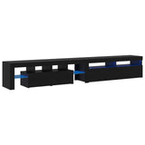 TV Cabinet 2 pcs Black Oak 260 x 37 x 40 cm Engineered Wood - Front View