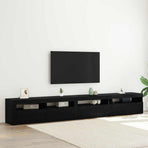 TV Cabinet Set 3 pcs Black Oak Engineered Wood