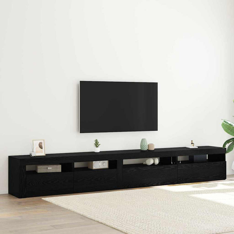 TV Cabinet Set 3 pcs Black Oak Engineered Wood