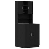 Washing Machine Cabinet 2 pcs Black oak 70.5 x 71.5 x 181.5 cm - Front View