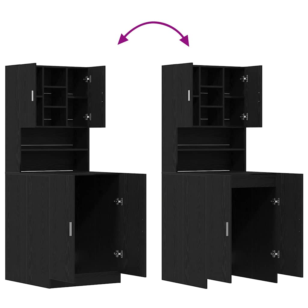 Washing Machine Cabinet 2 pcs Black Oak 70,5 x 71,5 x 181,5 cm