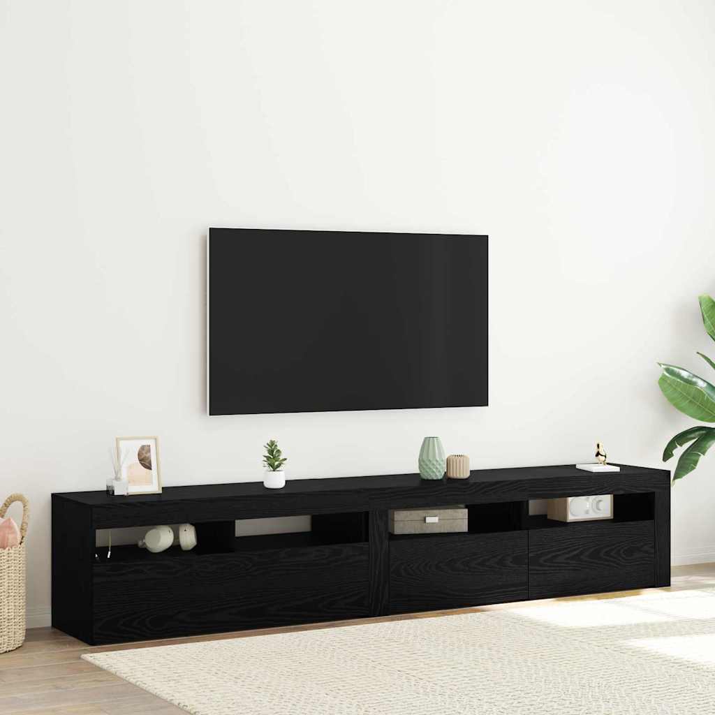 TV Cabinets 2 pcs Black oak 210 x 35 x 40 cm Engineered wood