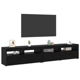 TV Cabinets 2 pcs Black oak 210 x 35 x 40 cm Engineered wood - Side View