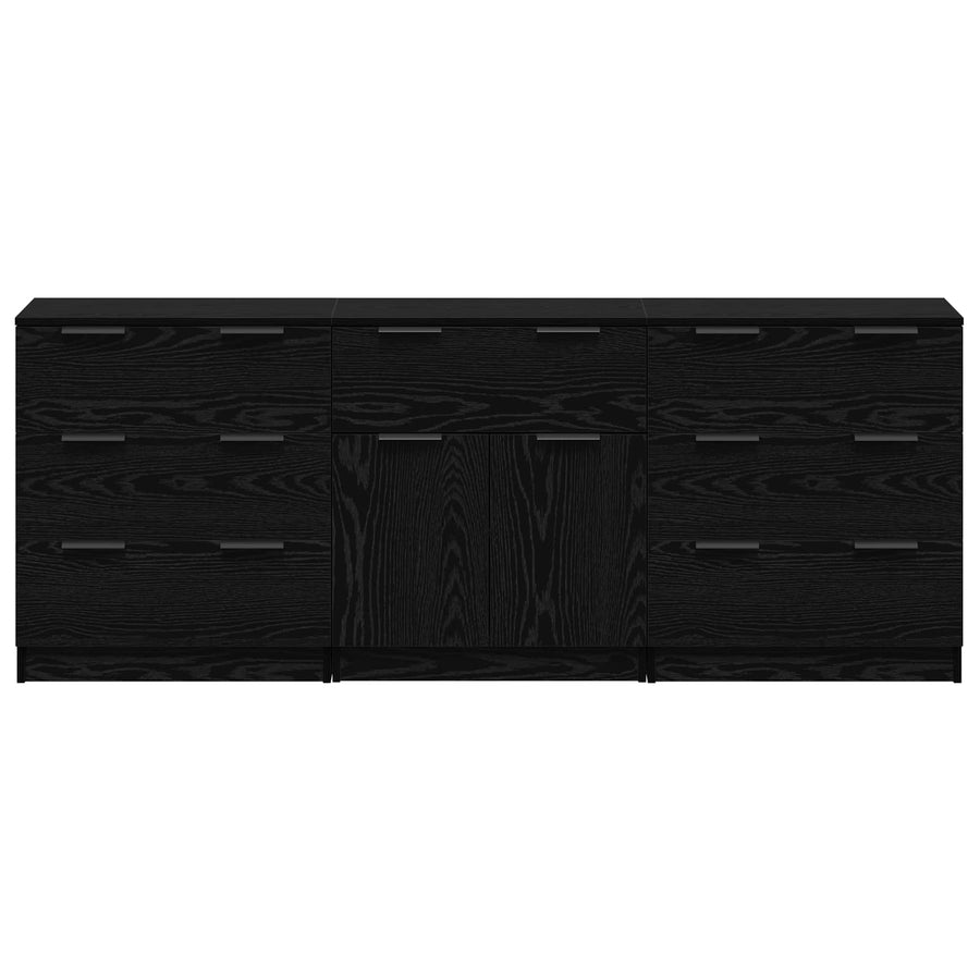 Sideboard 3 pcs Black Oak 181 x 30 x 70 cm Engineered Wood