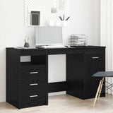 Desk with Door 2 pcs Black oak 140 x 50 x 76 cm Engineered wood