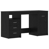 Desk with Door 2 pcs Black oak 140 x 50 x 76 cm Engineered wood - 45-Degree Angle