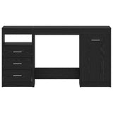 Desk with Door 2 pcs Black Oak 140 x 50 x 76 cm Engineered Wood - Side View