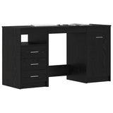 Desk with Door 2 pcs Black oak 140 x 50 x 76 cm Engineered wood - Side View