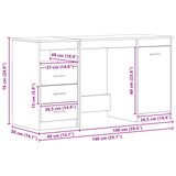 Desk with Door 2 pcs Black Oak 140 x 50 x 76 cm Engineered Wood - Rear View