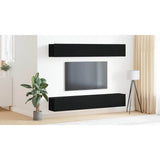 TV Cabinet Set 4 pcs Black Oak 100 x 30 x 30 cm Engineered Wood