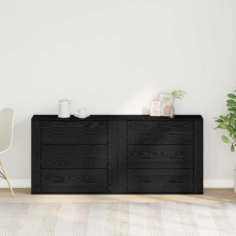 Sideboard Black Oak 160 x 33 x 70 cm Engineered Wood