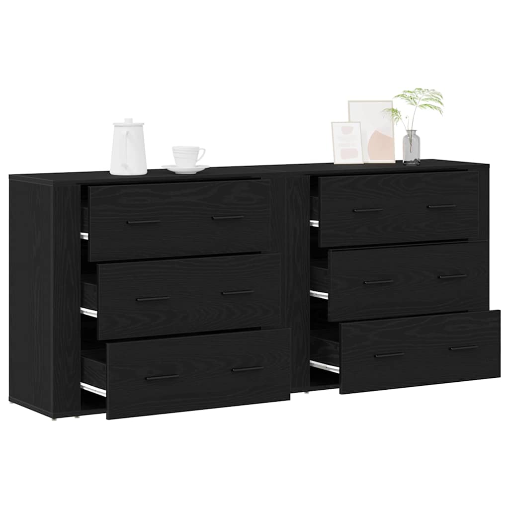 Sideboard Black Oak 160 x 33 x 70 cm Engineered wood