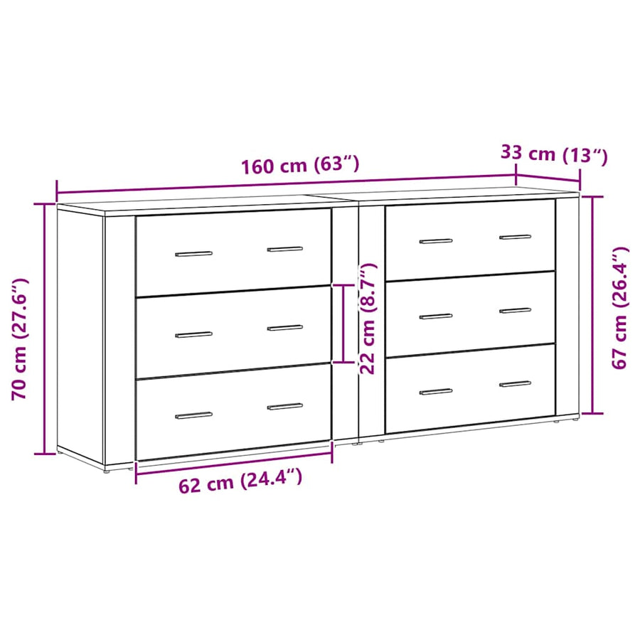 Sideboard Black Oak 160 x 33 x 70 cm Engineered Wood