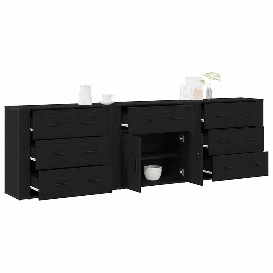 Sideboard Black Oak 240 x 33 x 70 cm Engineered Wood