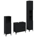Bathroom Furniture Set Wall-mounted with Door 3 pcs Black Oak