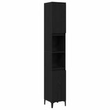 Bathroom Furniture Set Wall-mounted with Door 3 pcs Black Oak