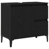 Bathroom Furniture Set with Drawer 3 pcs Black 30 x 30 x 180 cm - Close-Up Angle