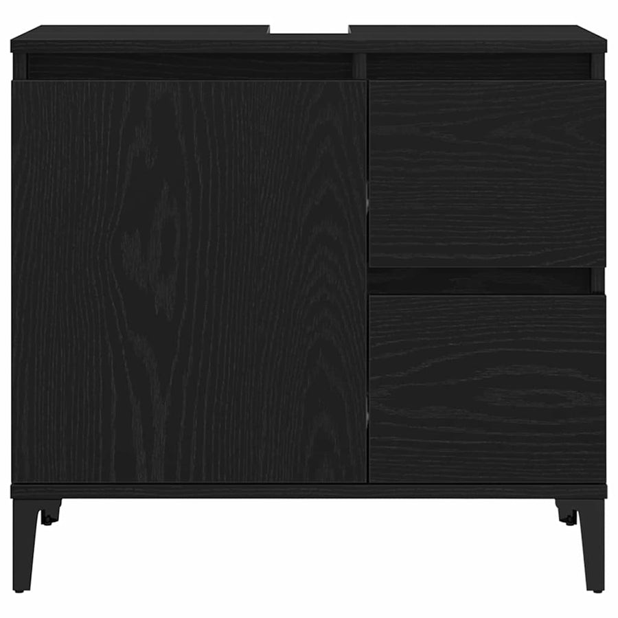 Bathroom Furniture Set 3 pcs Black Oak