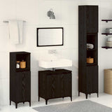 Bathroom Furniture Set with Storage 3 pcs Black Engineered wood
