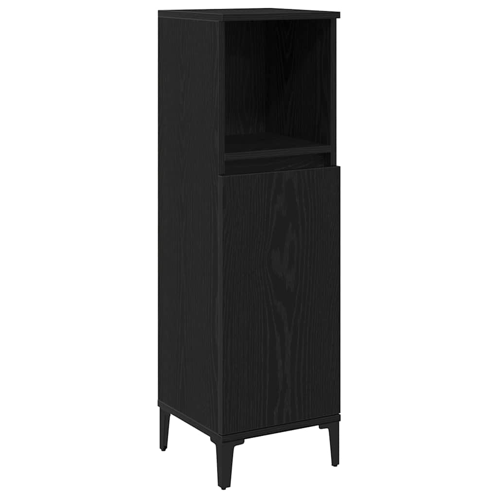 Bathroom Furniture Set Wall-mounted with Door 3 pcs Black Oak