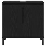 Bathroom Furniture Set Wall-mounted with Door 3 pcs Black Oak