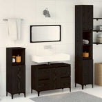 Bathroom Furniture Set 3 pcs Black Oak