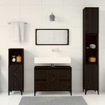 Bathroom Furniture Set 3 pcs Black Oak