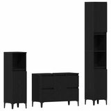 Bathroom Furniture Set Wall-mounted with Door 3 pcs Black Oak - Front View