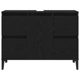 Bathroom Furniture Set Wall-mounted with Door 3 pcs Black Oak