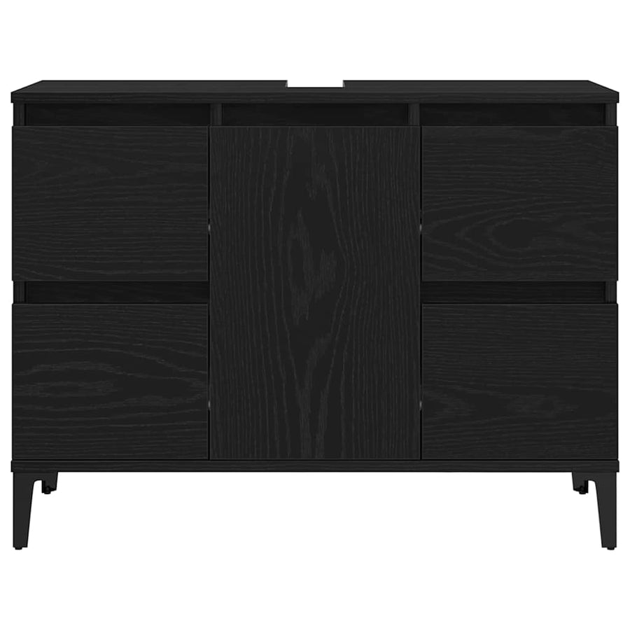 Bathroom Furniture Set 3 pcs Black Oak