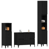 Bathroom Furniture Set Wall-mounted with Door 3 pcs Black Oak - Side View