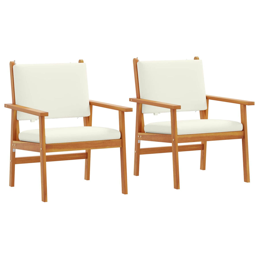 Garden Chair 2 pcs Cream White Solid Acacia Wood