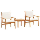 Garden Sofa Set with Cushion 3 pcs Brown Solid Acacia wood - Front View
