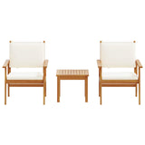 Garden Sofa Set with Cushion 3 pcs Brown Solid Acacia wood