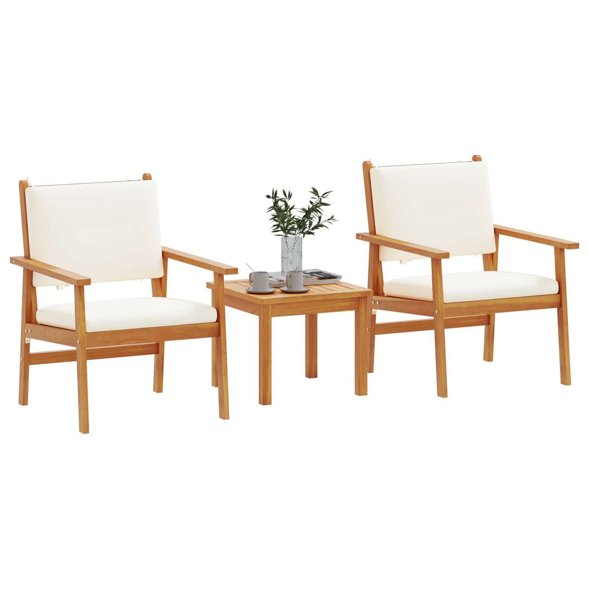 Garden Sofa Set with Cushion 3 pcs Brown Solid Acacia wood