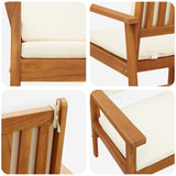 Garden Bench with Cushion Brown Solid Acacia wood - Close-Up Angle