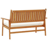 Garden Bench with Cushion Brown Solid Acacia wood - Rear View
