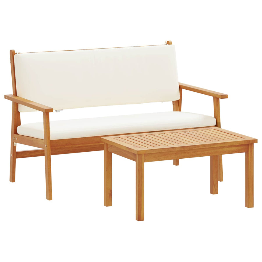 Garden Sofa Set 2 pcs Cream White Solid Acacia Wood