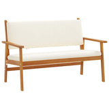 Garden Sofa Set 2 pcs Cream White Solid Acacia Wood - 45-Degree Angle