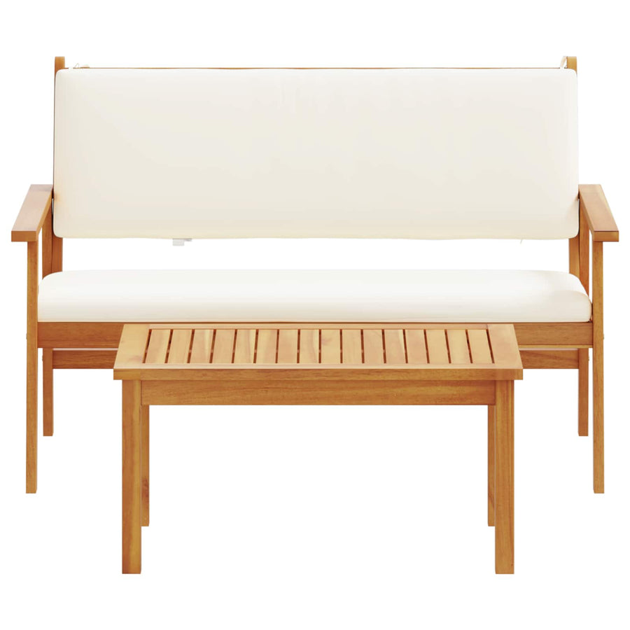 Garden Sofa Set 2 pcs Cream White Solid Acacia Wood