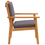 Garden Chair with Cushion 2 pcs Brown Solid Acacia wood - Close-Up Angle