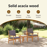 Garden Sofa Set with Cushion 3 pcs Brown Solid Acacia wood
