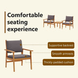 Garden Sofa Set with Cushion 3 pcs Brown Solid Acacia wood