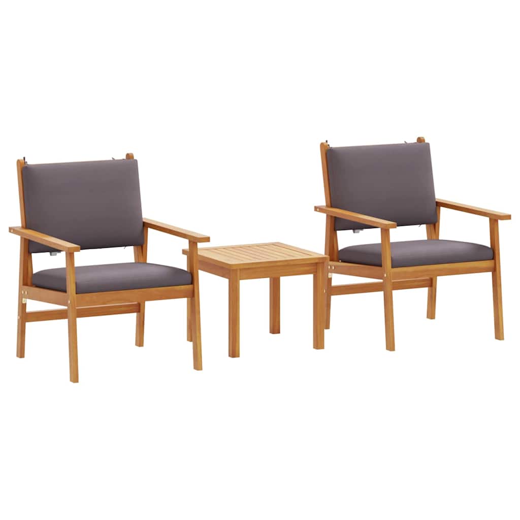 Garden Sofa Set with Cushion 3 pcs Brown Solid Acacia wood