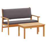 Garden Sofa Set with Cushion 2 pcs Anthracite Solid Acacia Wood - Front View