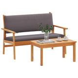 Garden Sofa Set with Cushion 2 pcs Anthracite Solid Acacia Wood - Side View