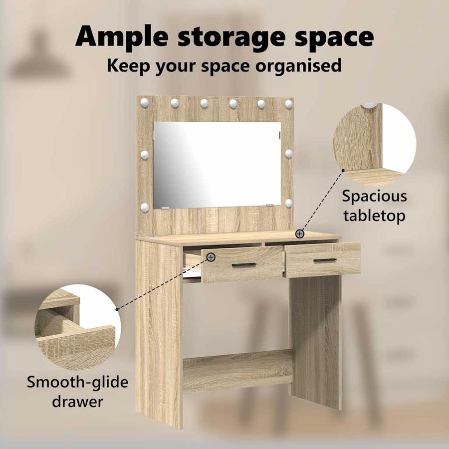 Dressing Table Sonoma Oak 78,5 x 41 x 135 cm Engineered Wood